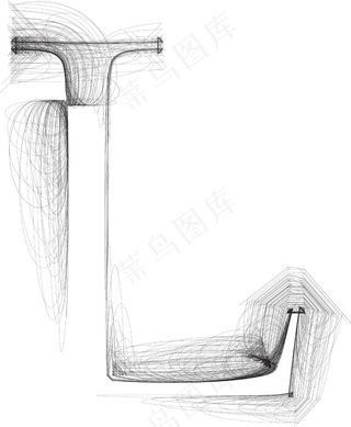 手绘插画矢量字体的字母L