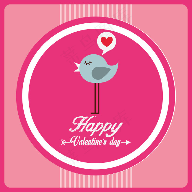 七夕素材 粉色 爱情鸟 弓箭 圆圈 图标