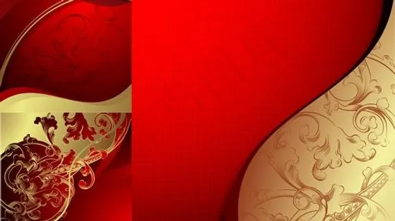 鲜红华丽花纹背景矢量图 AI