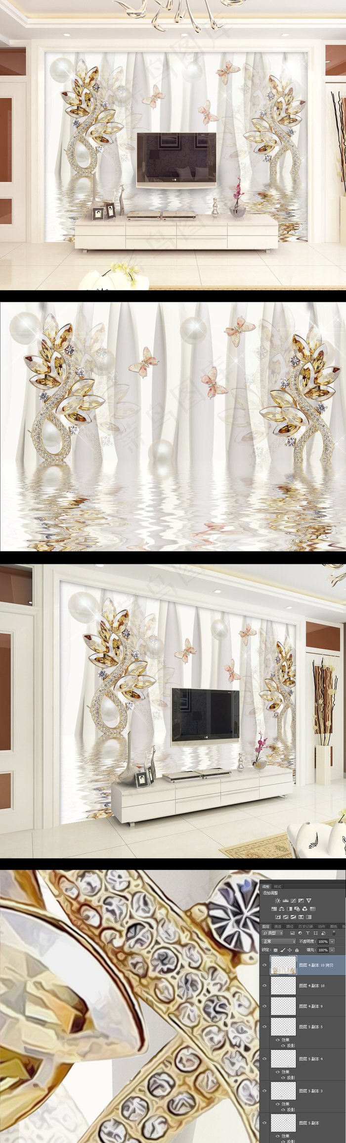 3d立体奢华花朵珠宝电视背景墙20...(9071X6803(DPI:72))psd模版下载