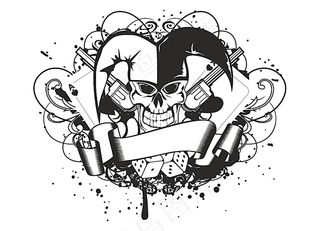 插画小丑骷髅图案