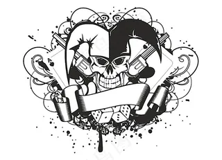 插画小丑骷髅图案