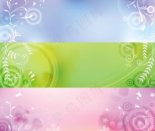 淡雅植物横幅矢量图下载