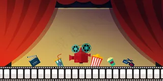 矢量扁平化手绘电影插画背景