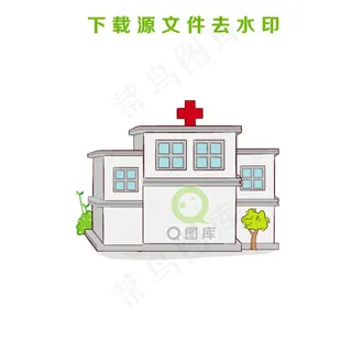 手工绘制医院矢量图图片