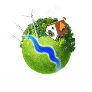 创意绿色地球素材图片