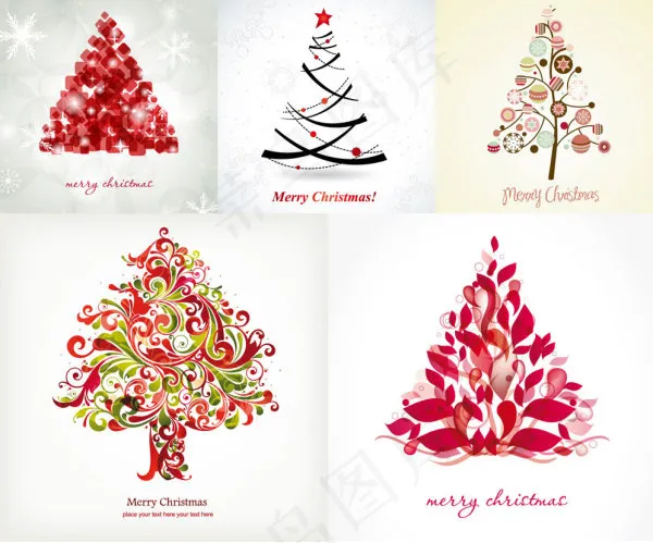 缤纷圣诞树矢量素材eps,ai矢量模版下载