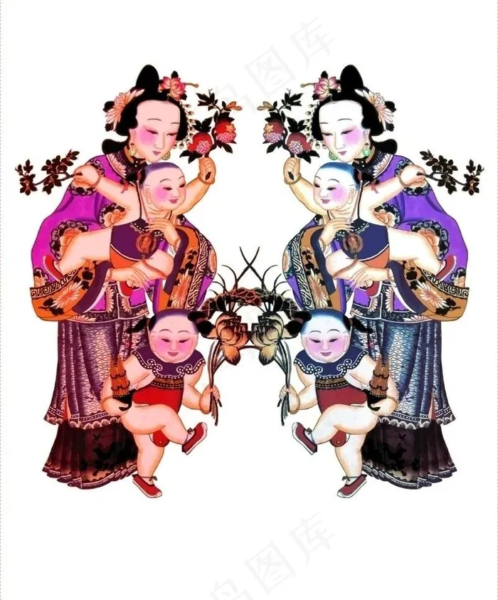 传统人物图案图片ai矢量模版下载