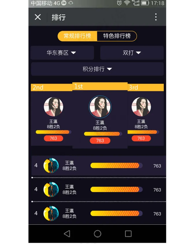运动类型app   排名psd模版下载