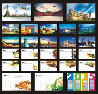 2014旅游文化台历日历矢量素材