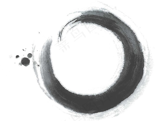 黑色水墨圆圈png元素