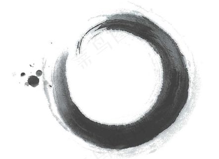 黑色水墨圆圈png元素