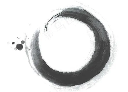 黑色水墨圆圈png元素