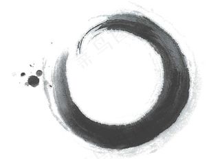 黑色水墨圆圈png元素