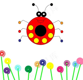 儿童画瓢虫小草