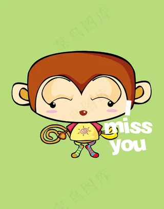 猴子英文字体卡通图案