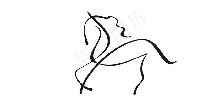 线描马 艺术字图片
