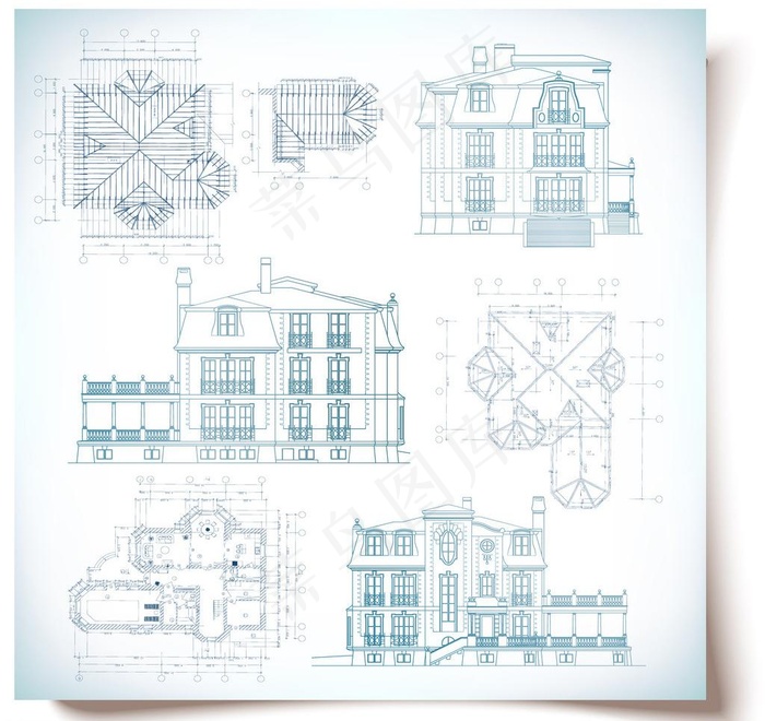 建筑工程图图片eps,ai矢量模版下载