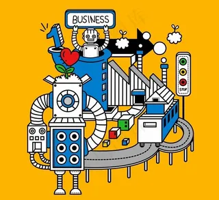 韩国机器人卡通插画01