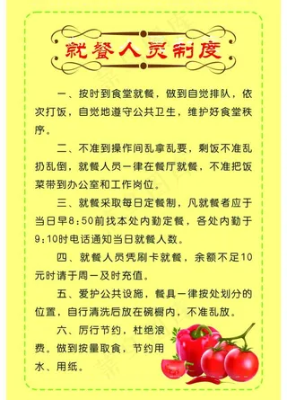 就餐人员制度图片