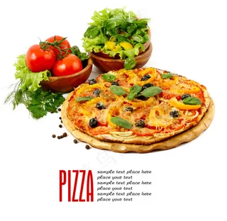 蔬菜虾仁比萨图片