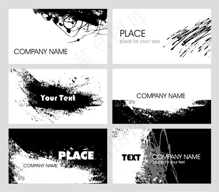 黑白墨迹名片eps,ai矢量模版下载
