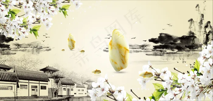 水墨江南ai矢量模版下载