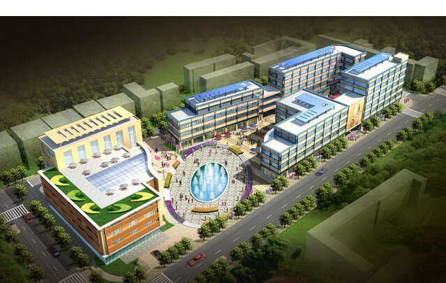 现代商业建筑群鸟瞰效果图设计