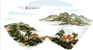 十字绣风景图纸江南秋韵十字绣图片