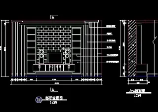 电视机背景墙cad图块2
