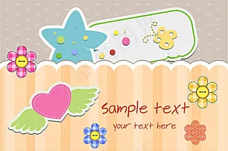 卡通花朵与桃心翅膀