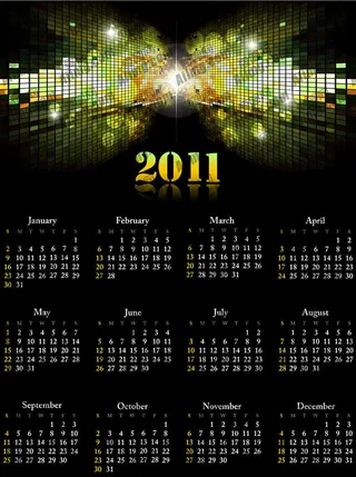 2011年时尚炫彩年历矢量素材03