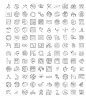 120个铅笔素描风格PNG图标集合