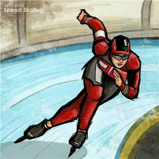 手绘滑冰田径运动素材