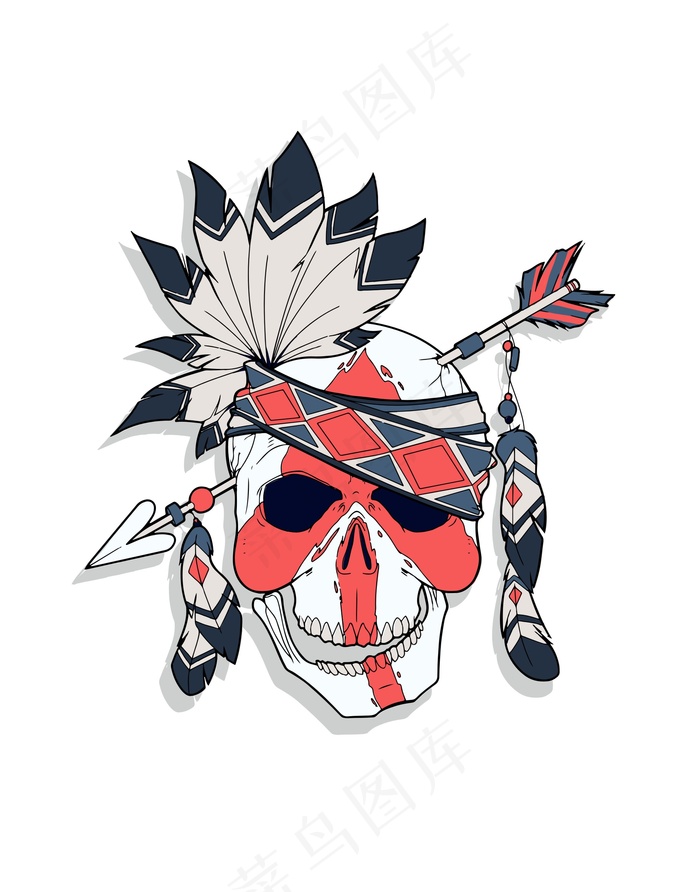 手绘恐怖骷髅头插画