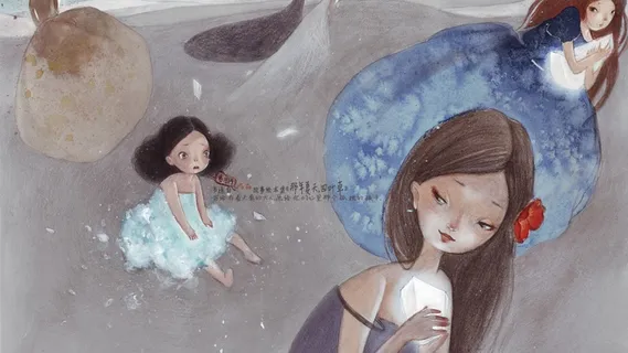 淡彩背景女孩子 淡彩背景女孩子