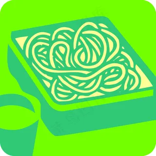 矢量绿色丝带面条