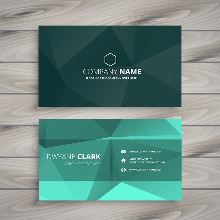 绿色几何图形创意名片