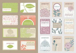 素雅风格植物底纹名片卡片设计矢量素材