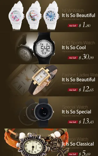 棕黄色速卖通热销手表海报图片