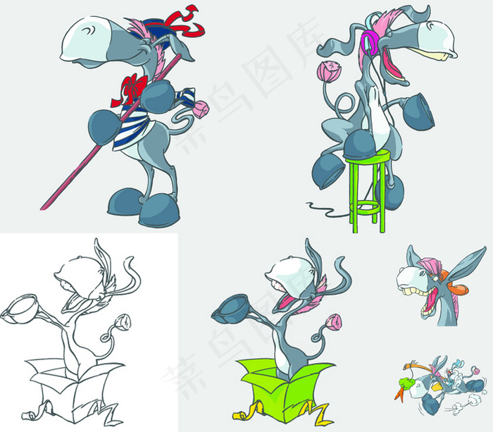 快乐的驴画插画矢量素材