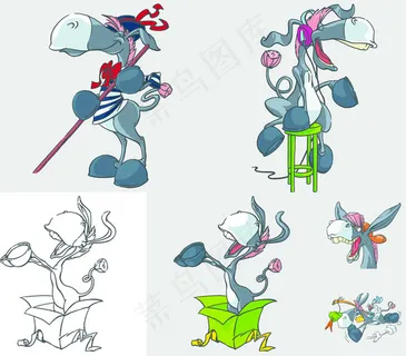 快乐的驴画插画矢量素材