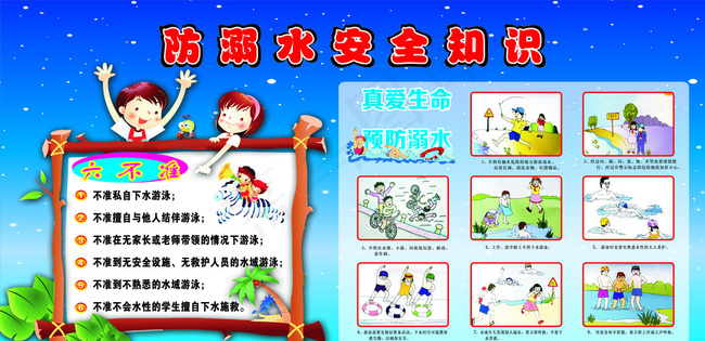 防溺水安全知识展板图片cdr矢量模版下载