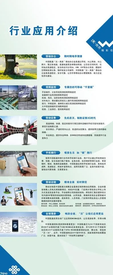 联通行业应用介绍图片psd模版下载