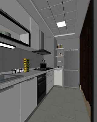 现代厨房模型图片