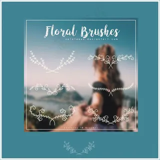 9种小清新手绘枝条花纹图案Phot...