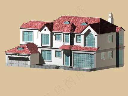 豪华典雅风格高档别墅3D立体模型素...