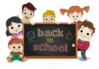 小男孩与小女孩等卡通学生儿童素材