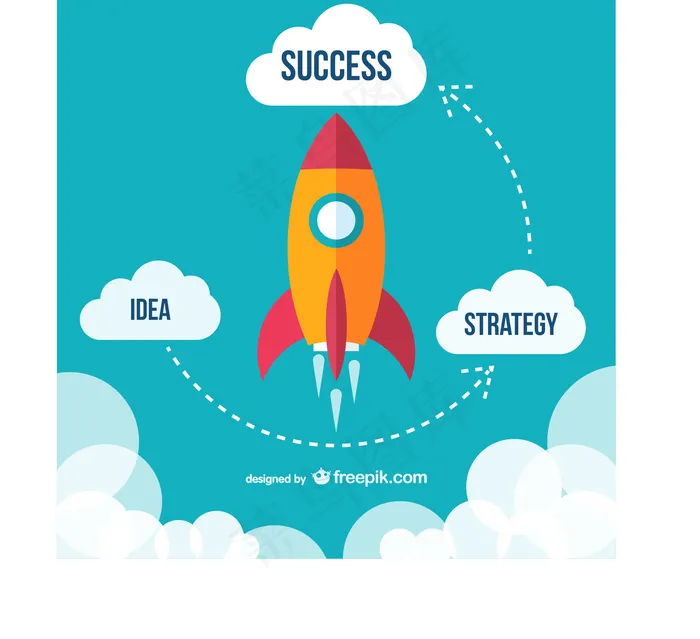 飞行火箭成功图ai矢量模版下载