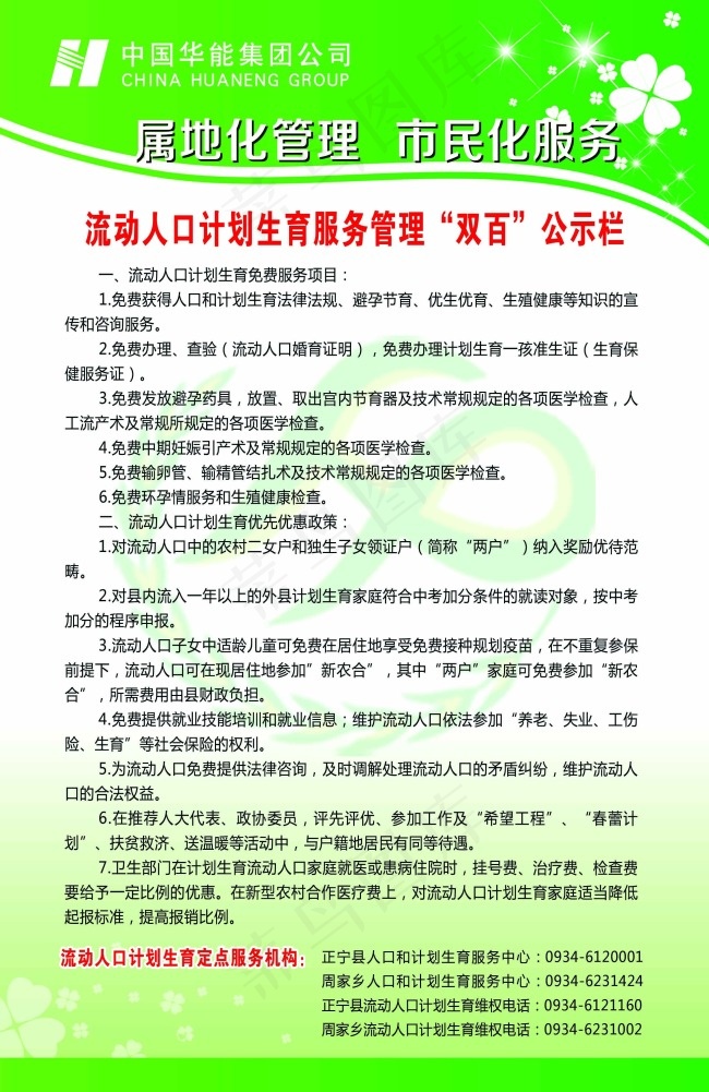 流动人口公示栏